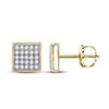 Image 1 : 1/6 CTW Womens Round Diamond Square Earrings 10kt Yellow Gold - REF-13H5R