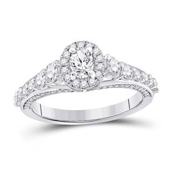 1 & 1/4 CTW Oval Diamond Halo Bridal Wedding Engagement Ring 14kt White Gold - REF-146Y6N