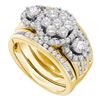 Image 1 : 2 CTW Round Diamond 3-Piece Bridal Wedding Ring 14kt Yellow Gold - REF-248V7Y