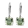 Image 1 : Genuine 7.35 ctw Green Amethyst & Diamond Earrings 14KT White Gold - REF-57N3R