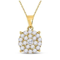 1 CTW Womens Round Diamond Cluster Pendant 10kt Yellow Gold - REF-71N6A