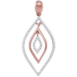 1/4 CTW Womens Round Diamond Triple Nested Oval Outline Pendant 10kt Rose Gold - REF-23X3T