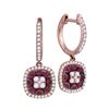 Image 1 : 1 CTW Womens Round Ruby Cushion Dangle Earrings 18kt Rose Gold - REF-122V6Y
