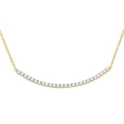 3/4 CTW Womens Round Diamond Curved Bar Necklace 14kt Yellow Gold - REF-68V2Y