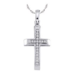 1/20 CTW Womens Round Diamond Cross Pendant 10kt White Gold - REF-10M9F