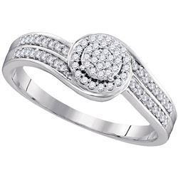 1/5 CTW Womens Round Diamond Swirl Cluster Ring 10kt White Gold - REF-20T5V