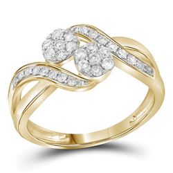 1/2 CTW Round Diamond 2-stone Bridal Wedding Engagement Ring 14kt Yellow Gold - REF-49H3R