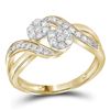 Image 1 : 1/2 CTW Round Diamond 2-stone Bridal Wedding Engagement Ring 14kt Yellow Gold - REF-49H3R
