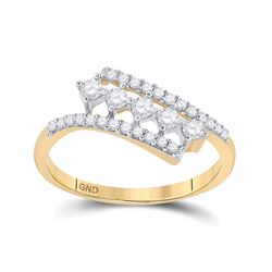 1/3 CTW Womens Round Diamond Bypass Fashion Ring 10kt Yellow Gold - REF-27R3X