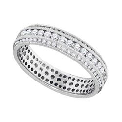 1 CTW Round Diamond Womens Bridal Wedding Eternity Band Ring 10k White Gold - REF-74H9R