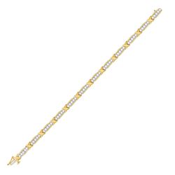 2 CTW Womens Round Diamond Link Fashion Bracelet 14kt Yellow Gold - REF-173M9F