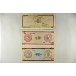 CUBA 5,10 & 20 PESOS FOREIGN EXCHANGE CERTIFICATES