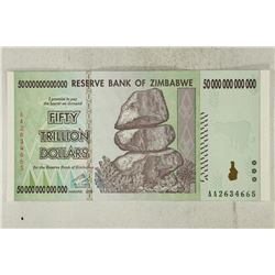 2008 ZIMBABWE 50 TRILLION DOLLARS CRISP UNC