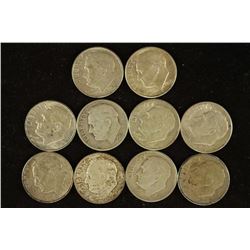 10 ASSORTED SILVER ROOSEVELT DIMES