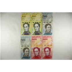 6 PIECES 2017 CRISP UNC VENEZUELA CURRENCY