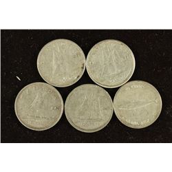 5 ASSORTED CANADA SILVER 10 CENTS