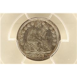 1853 SEATED LIBERTY DIME WITH ARROWS PCGS AU55