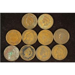 10 ASSORTED 1880'S & 90'S INDIAN HEAD CENTS