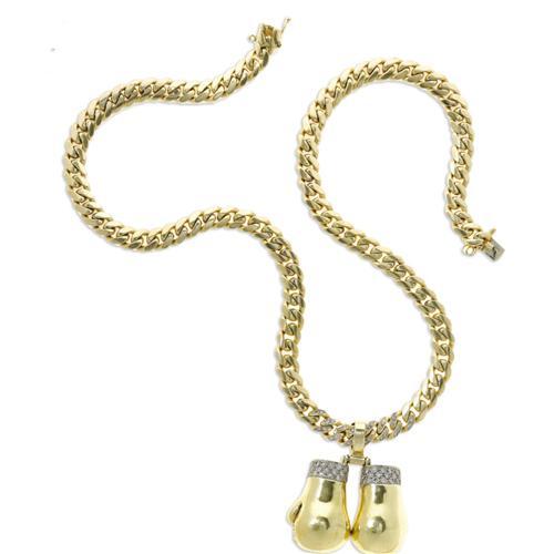 Diamond, Gold, Boxing Gloves Necklace