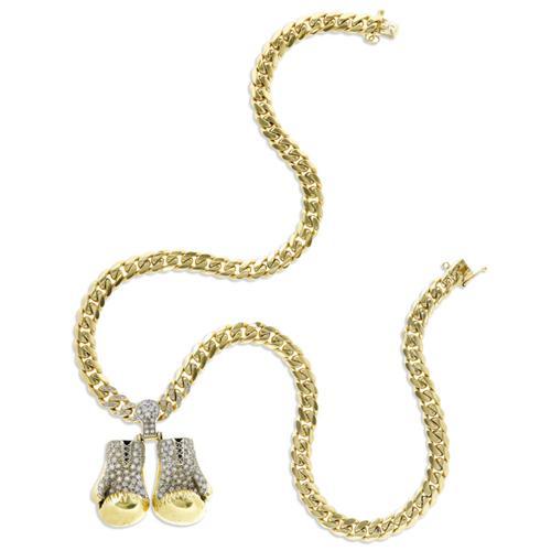 Diamond, Gold, Boxing Gloves Necklace