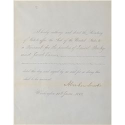 Abraham Lincoln Document Signed