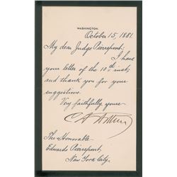Chester A. Arthur Letter Signed
