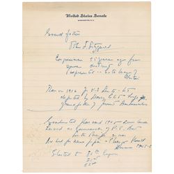 John F. Kennedy Handwritten Genealogy Notes