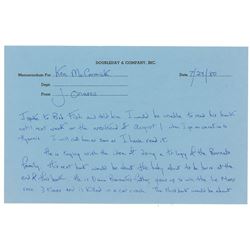 Jacqueline Kennedy Autograph Memo Signed