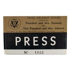 John F. Kennedy Texas Welcome Dinner Press Badge