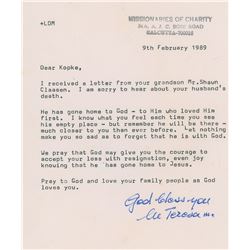 Mother Teresa Typed Letter Signed