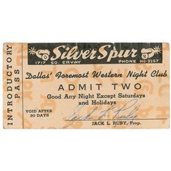 Jack Ruby Signed Silver Spur Pass