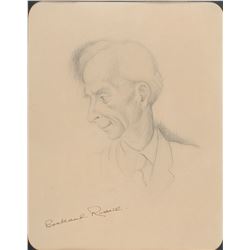 Bertrand Russell Signed Sketch