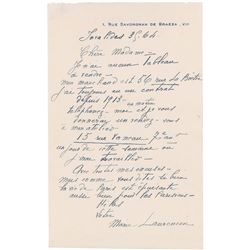 Marie Laurencin Autograph Letter Signed