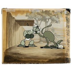 Popeye and Donkey production cel and production background from Let's You and Him Fight