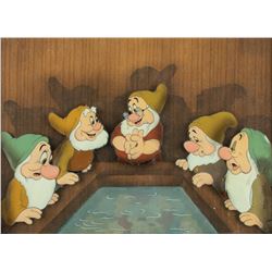 Bashful, Happy, Doc, Sneezy, and Sleepy production cels from Snow White and the Seven Dwarfs