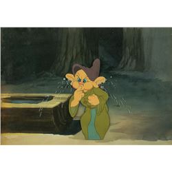 Dopey production cel and production background from Snow White and the Seven Dwarfs