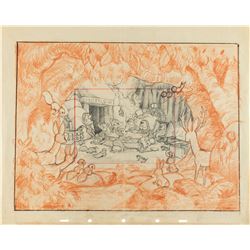 The Seven Dwarfs concept layout drawing from Snow White and the Seven Dwarfs