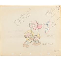 Grumpy model drawing from Snow White and the Seven Dwarfs signed by Marc Davis