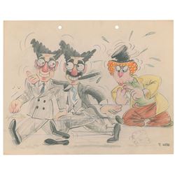 T. Hee concept drawing of The Marx Brothers from Mother Goose Goes Hollywood