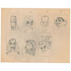 Hollywood actors and actresses concept model sheet drawing from Mother Goose Goes Hollywood