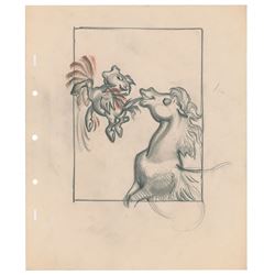 Pegasus and baby concept storyboard drawing from Fantasia
