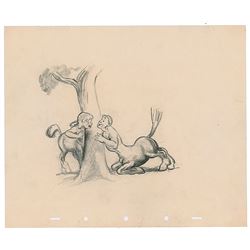 Male and female centaurs concept storyboard drawing from Fantasia