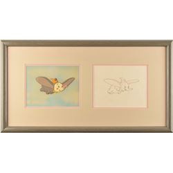 Dumbo and Timothy Q. Mouse production cel and drawing from Dumbo