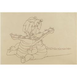 Captain Hook and Tick-Tock the Crocodile production drawing from Peter Pan