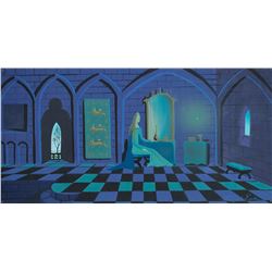 Eyvind Earle concept storyboard painting of Princess Aurora from Sleeping Beauty