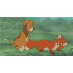 Tod and Copper production cels and hand-painted background from The Fox and the Hound