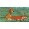 Image 1 : Tod and Copper production cels and hand-painted background from The Fox and the Hound