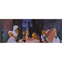 Lady, Tramp, Tony, and Joe limited edition cel from Lady and the Tramp