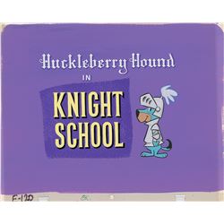 Huckleberry Hound production key master cel and background title card from Knight School