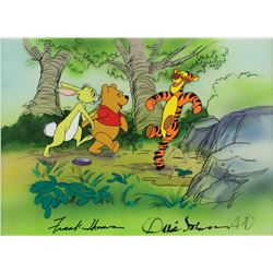 Winnie the Pooh, Tigger, and Rabbit production cel and production background signed by Frank Thomas 